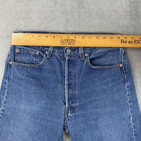 LEVIS 501xx Straight Leg Button Fly Womens Reworked Cheetah Print Denim Jeans 31 - Picture 8 of 10